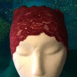 Burgundy Fashionable Fun Lace Tube Cap Headband